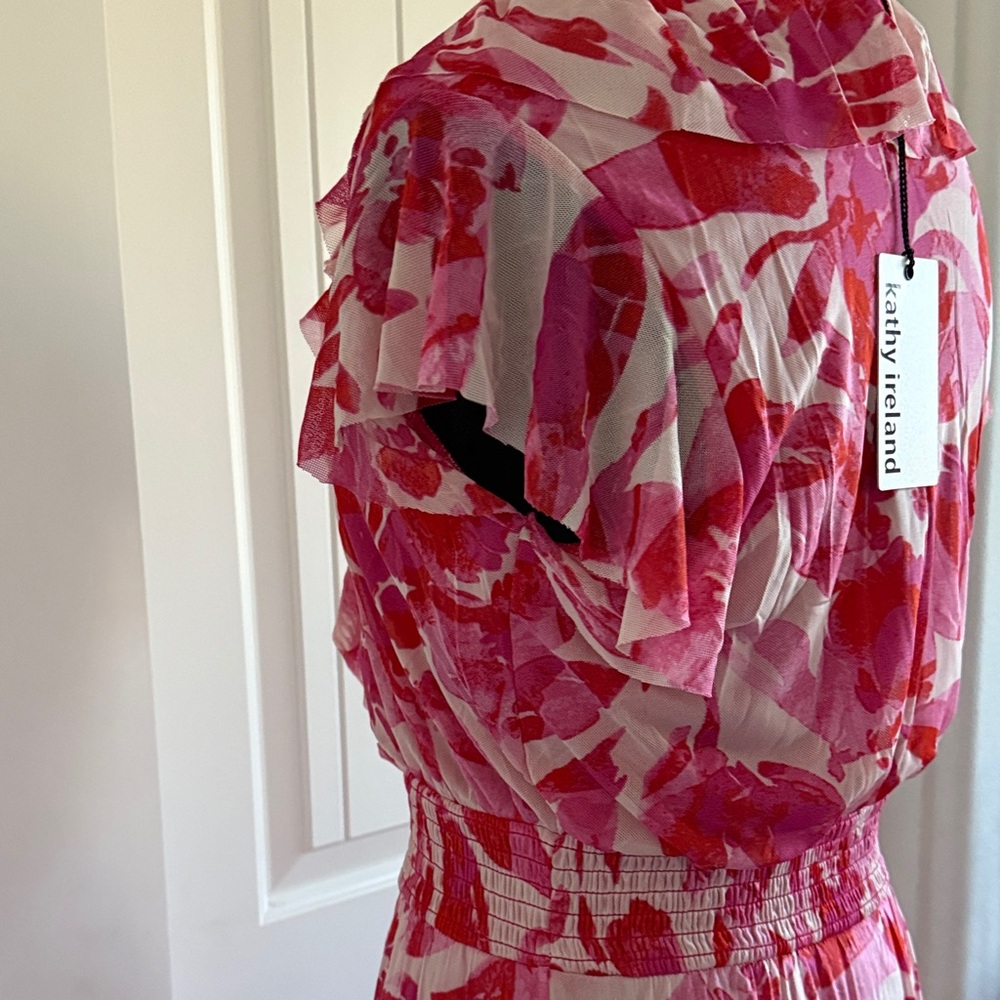 Kathy Ireland Vibrant Pink Floral Midi Dress - Picture 6 of 10